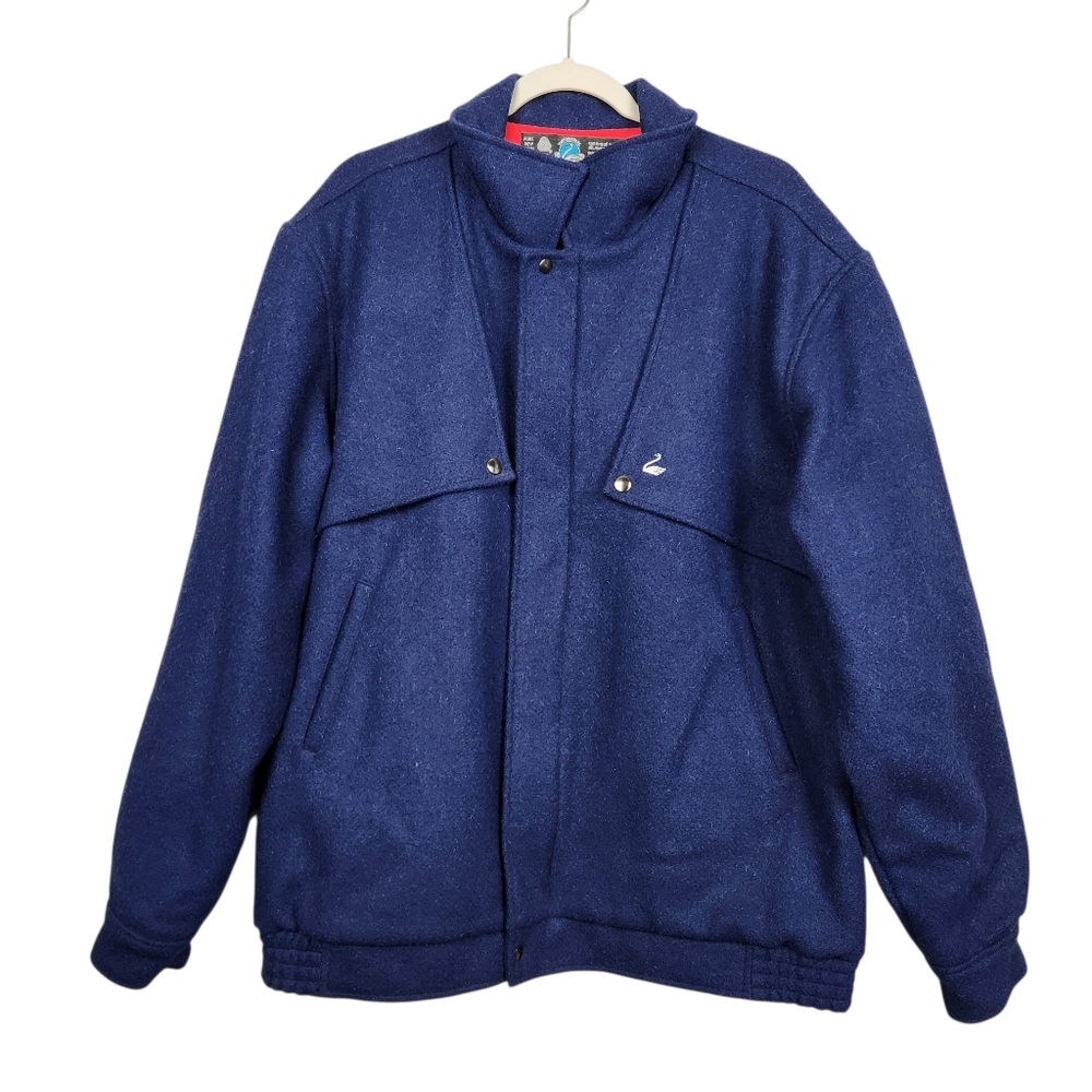 Swanndri Vintage Blue Pure New Wool Zip Up Jacket Outdoor Winter Mens Size XXL